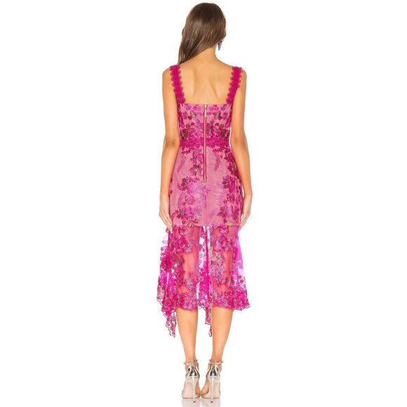 Bronx and Banco Eva Midi Dress Fuchsia Pink Lace Floral Women's 2 - Picture 2 of 12